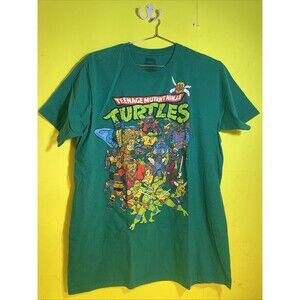 Teenage Mutant Ninja Turtles 80's Cartoon Green Short Sleeve Tee Men's Size L G